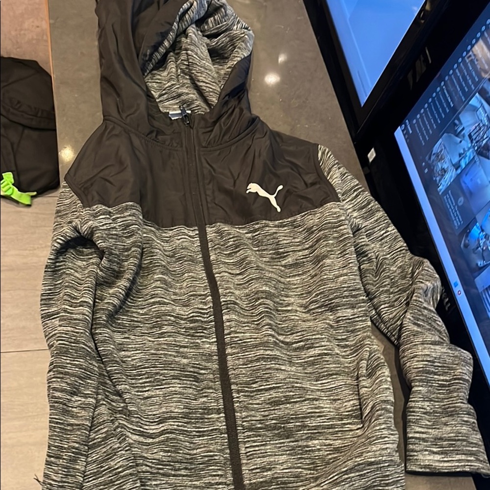 Puma Black and Gray Hooded Jacket